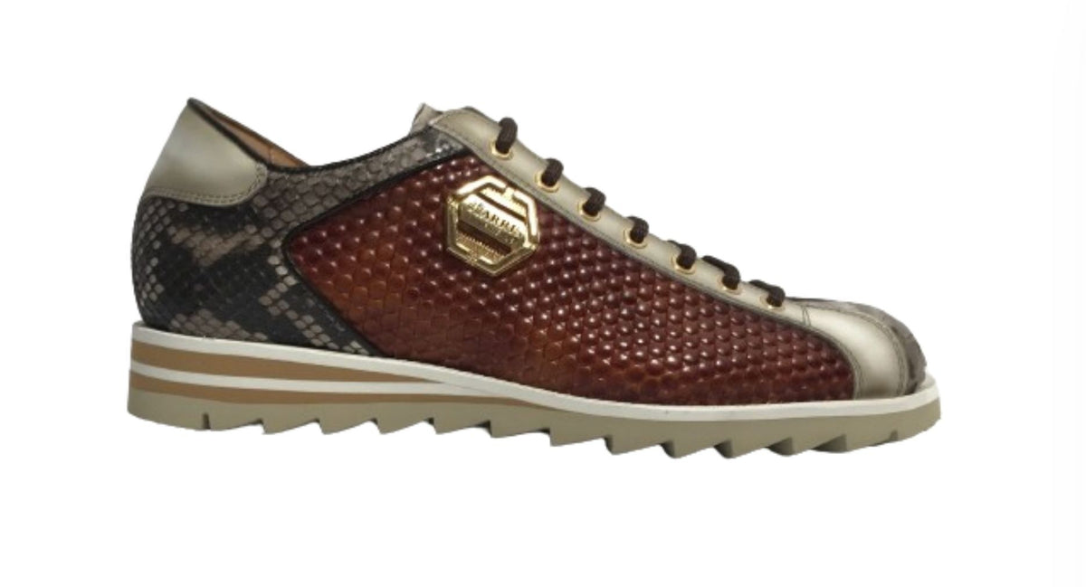 Scarpe uomo Harris sneaker pelle pregiata marrone/ bianco U17HA208 2817