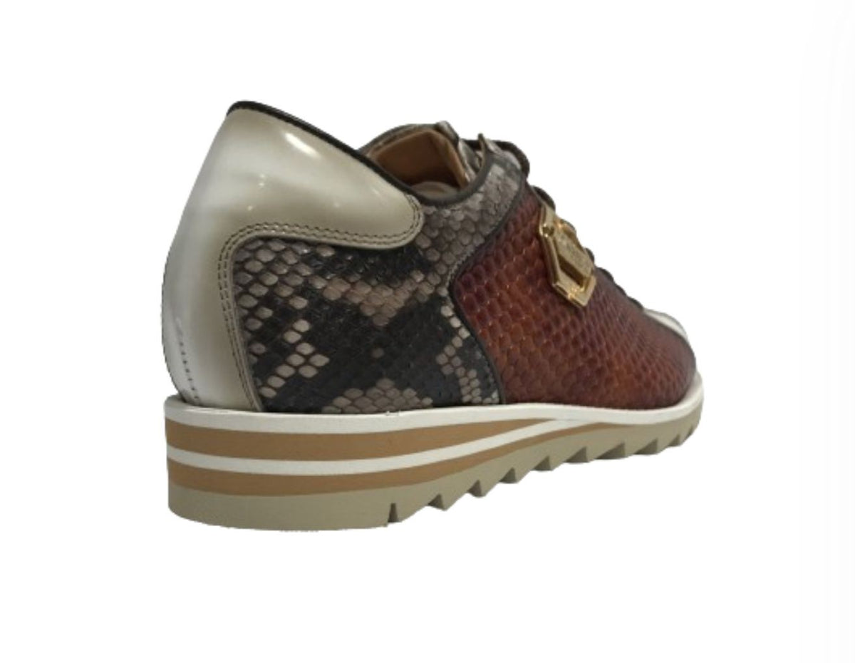 Scarpe uomo Harris sneaker pelle pregiata marrone/ bianco U17HA208 2817