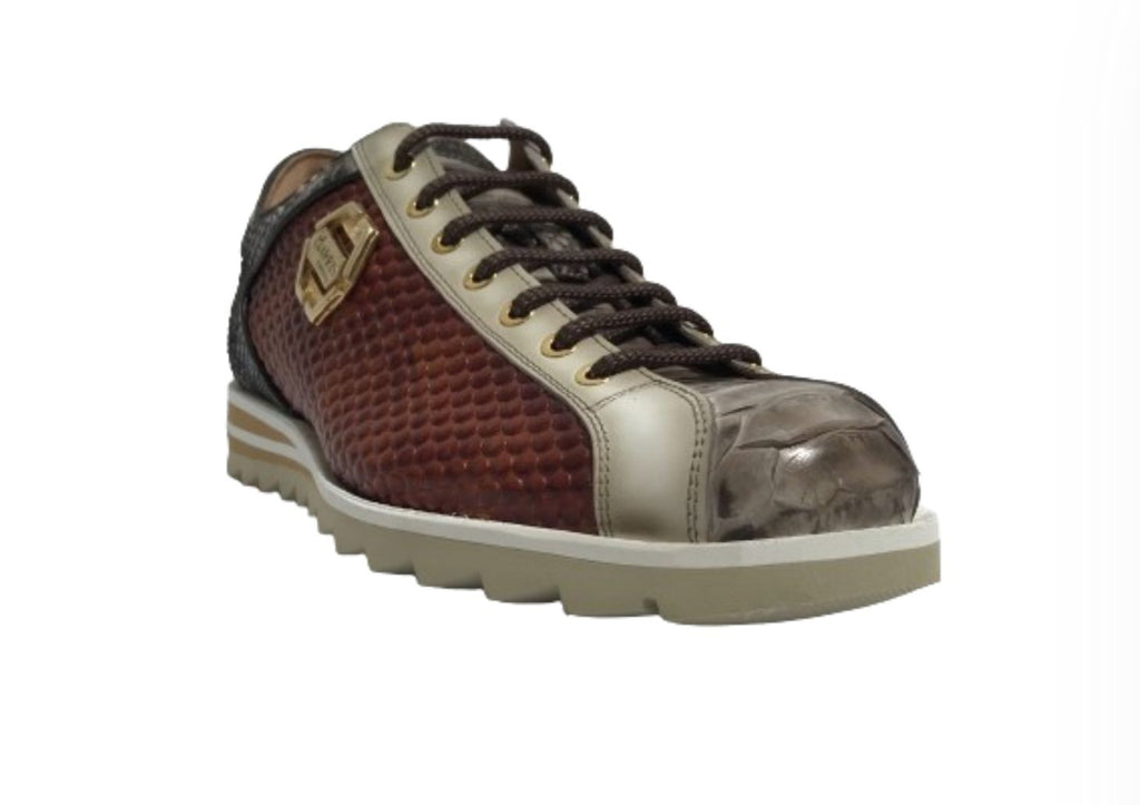 Scarpe uomo Harris sneaker pelle pregiata marrone/ bianco U17HA208 2817