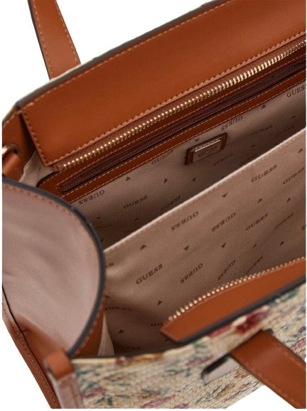 Borsa Guess mano/ tracolla Silvana 2 compartment tote floreal/ cognac B25GU83 FC866522