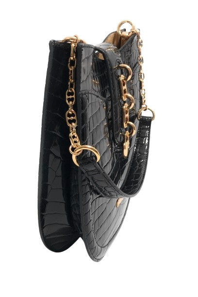 Borsa donna Love Moschino a spalla ecopelle shiny cocco nero B25MO92 JC4386PP0LKJ0000