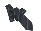 CRAVATTA UOMO GIVENCHY 100% SETA FALDA 7CM REGIMENTAL NERO BANDE GRIGIO   G5