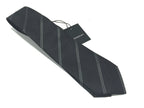 CRAVATTA UOMO GIVENCHY 100% SETA FALDA 7CM REGIMENTAL NERO BANDE GRIGIO   G5
