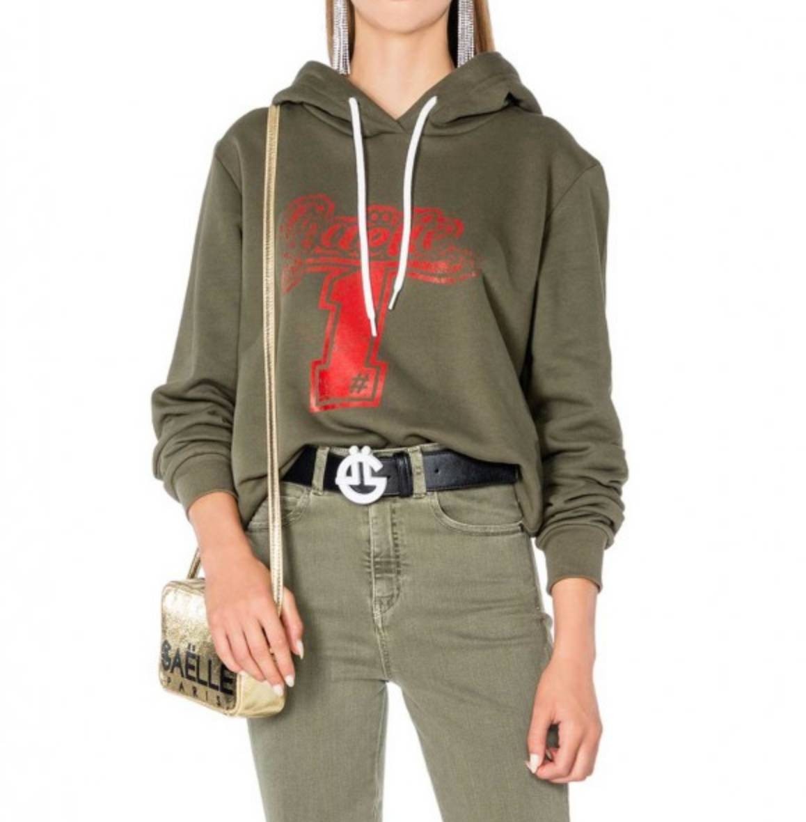Felpa con cappuccio Gaëlle hoodie colore verde oliva donna E21GE12