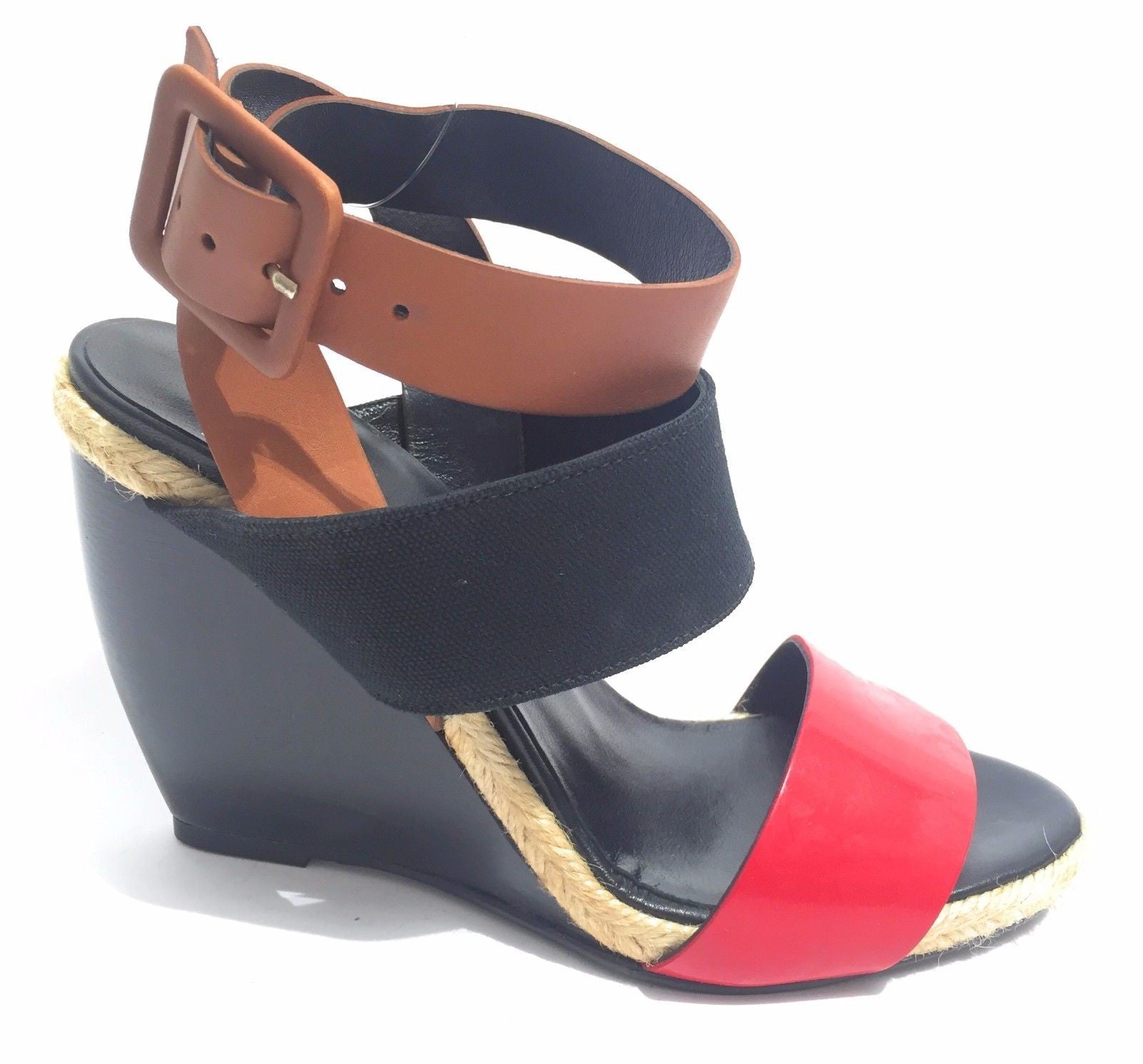 SCARPE DONNA ZEPPA A SANDALO PIERRE HARDY IN PELLE E CORDA ROSSA NERA E NERA