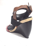 SCARPE DONNA ZEPPA A SANDALO PIERRE HARDY IN PELLE E CORDA ROSSA NERA E NERA