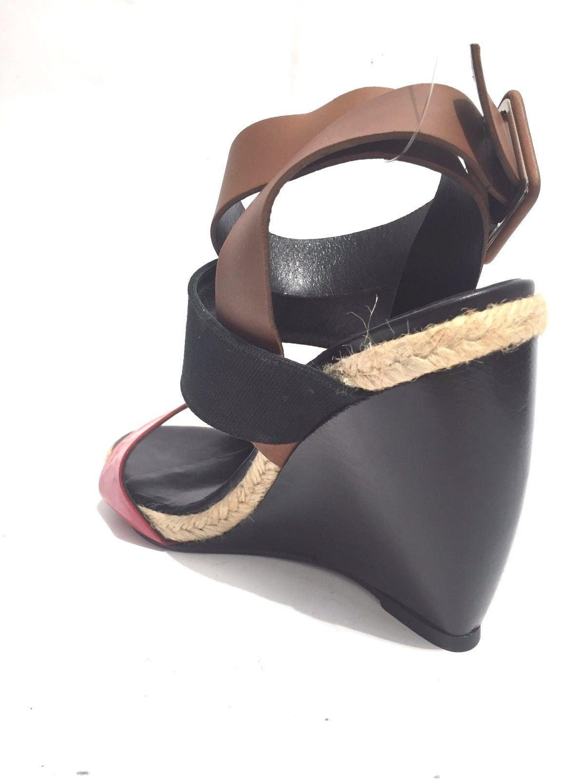 SCARPE DONNA ZEPPA A SANDALO PIERRE HARDY IN PELLE E CORDA ROSSA NERA E NERA
