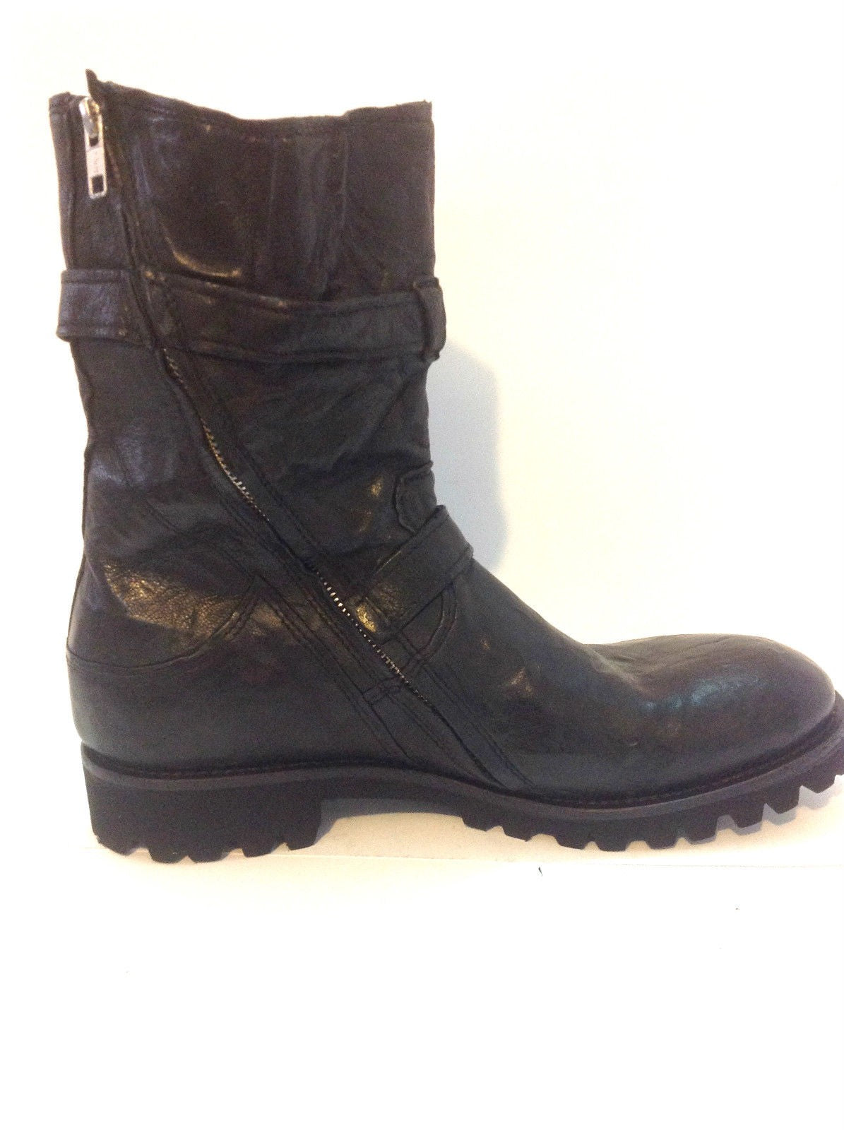 SCARPE UOMO BIKER ALTO FONDO CARRARMATO DAVIDSON NERO MEDUSA VINTAGE   U14DV07