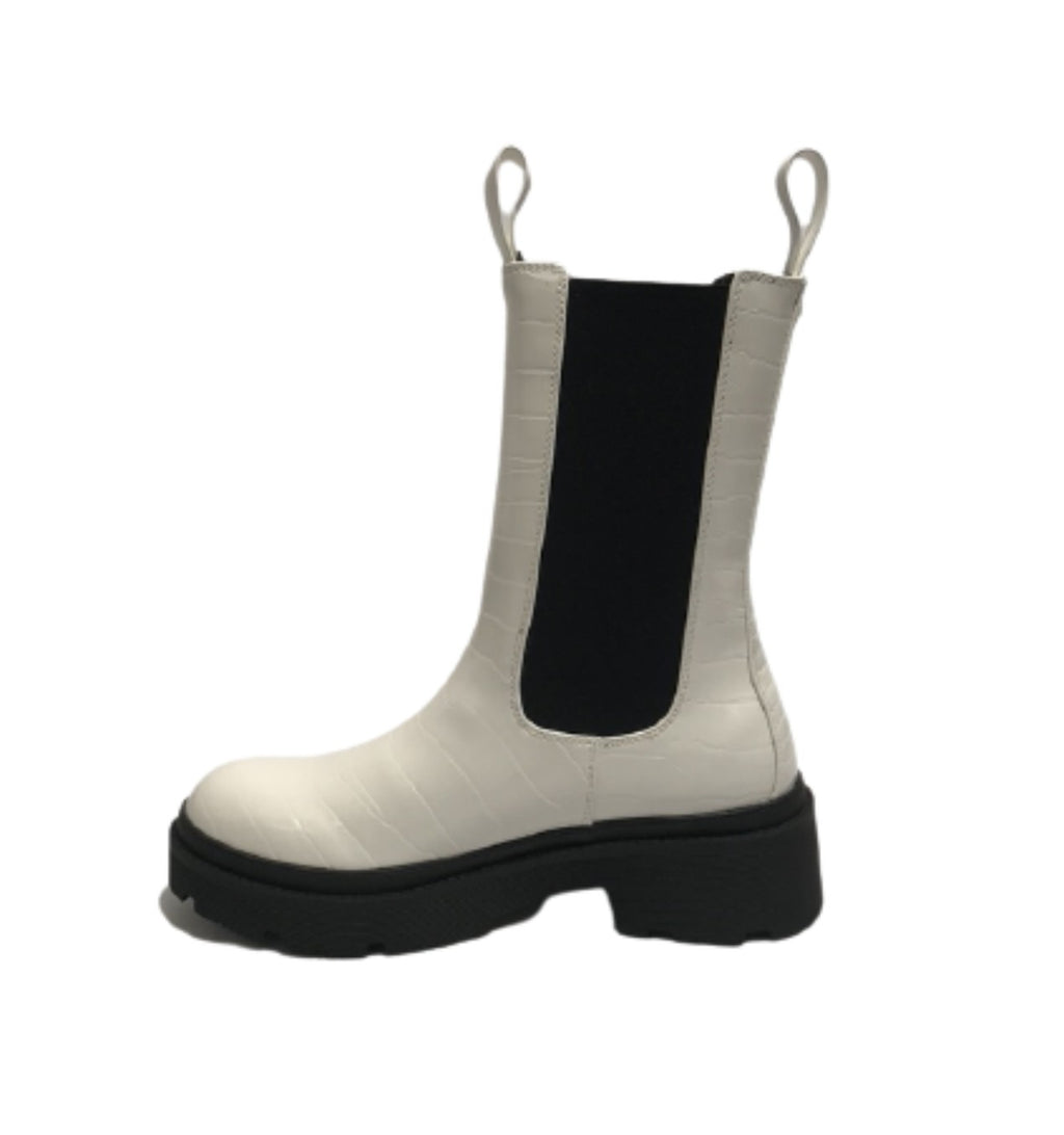 Scarpe donna Guess Stivale Chelsea boot Lori ecopelle stampa cocco white D22GU36 FL7LORPEL10