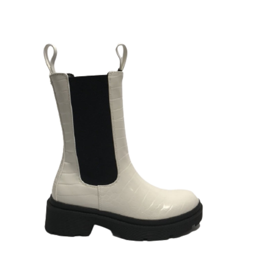 Scarpe donna Guess Stivale Chelsea boot Lori ecopelle stampa cocco white D22GU36 FL7LORPEL10