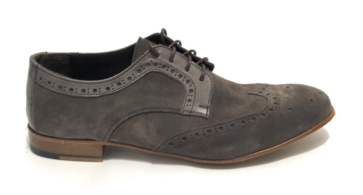 Scarpe Ton Goût francesina in pelle scamosciata/ montone grigio uomo US19TG09