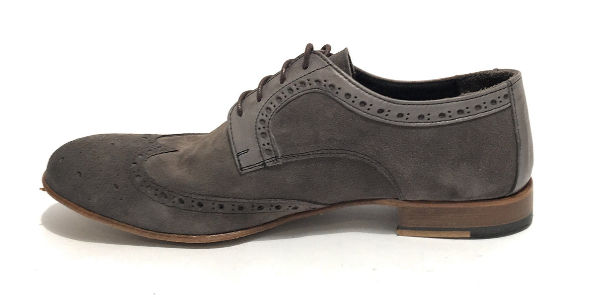 Scarpe Ton Goût francesina in pelle scamosciata/ montone grigio uomo US19TG09
