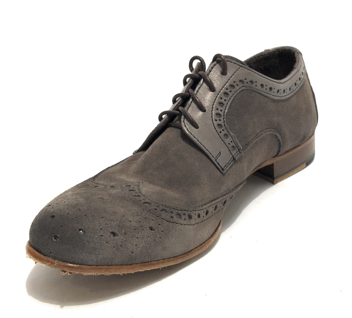 Scarpe Ton Goût francesina in pelle scamosciata/ montone grigio uomo US19TG09