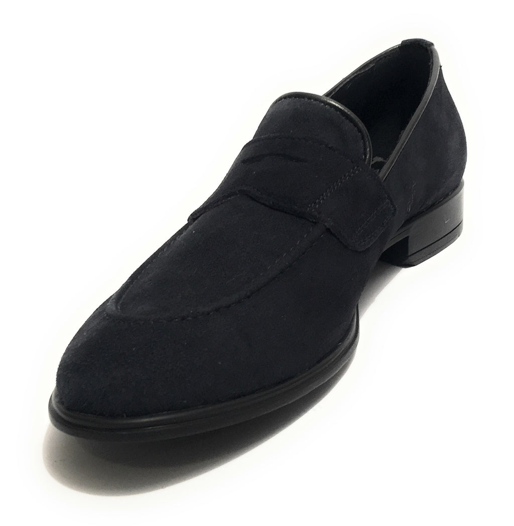 MOCASSINO UOMO ANTICA CUOIERIA MOD. AMALFI PELLE SCAMOSCIATA COL. BLU US19AC04