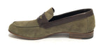 Scarpe ton goût mocassino in pelle scamosciata verde/ montone testa di moro uomo US19TG03
