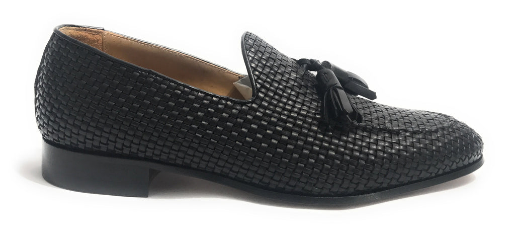 SCARPE UOMO BEN.TER MOCASSINO IN PELLE INTRECCIATA A MANO COL. NERO US19BT02