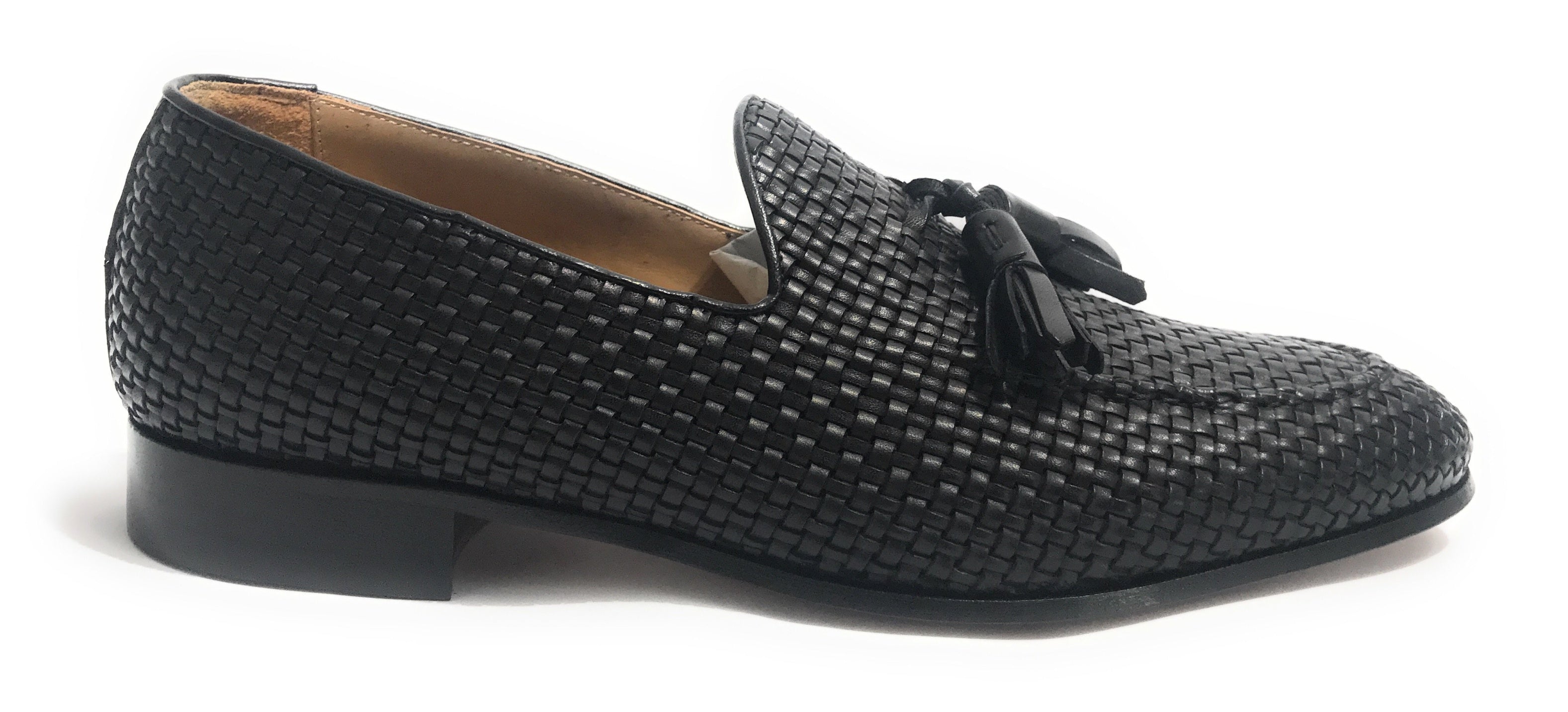 SCARPE UOMO BEN.TER MOCASSINO IN PELLE INTRECCIATA A MANO COL. NERO US19BT02