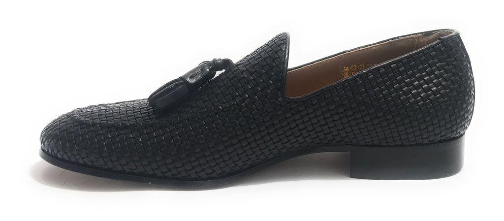 SCARPE UOMO BEN.TER MOCASSINO IN PELLE INTRECCIATA A MANO COL. NERO US19BT02