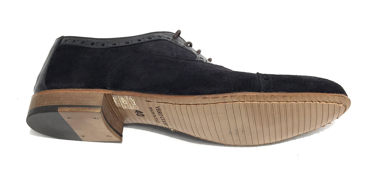 Scarpe Ton Goût francesina in pelle scamosciata/ montone blu uomo US19TG08