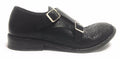 SCARPE UOMO ERNESTO DOLANI DOPPIA FIBBA PELLE NERO E TEJUS ARTIGIANALE US17ED05