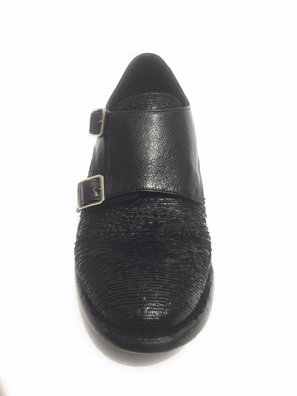 SCARPE UOMO ERNESTO DOLANI DOPPIA FIBBA PELLE NERO E TEJUS ARTIGIANALE US17ED05