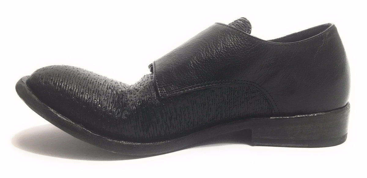 SCARPE UOMO ERNESTO DOLANI DOPPIA FIBBA PELLE NERO E TEJUS ARTIGIANALE US17ED05