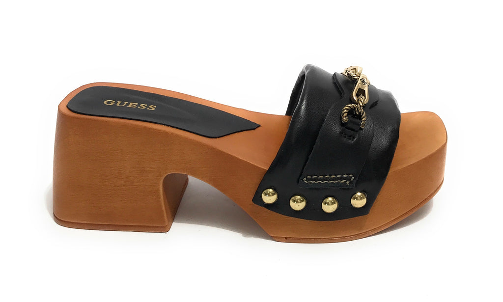Sandalo Guess Clarissa zoccolo TC 70 in pelle black DS22GU70 FL6CSSLEA01