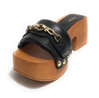 Sandalo Guess Clarissa zoccolo TC 70 in pelle black DS22GU70 FL6CSSLEA01