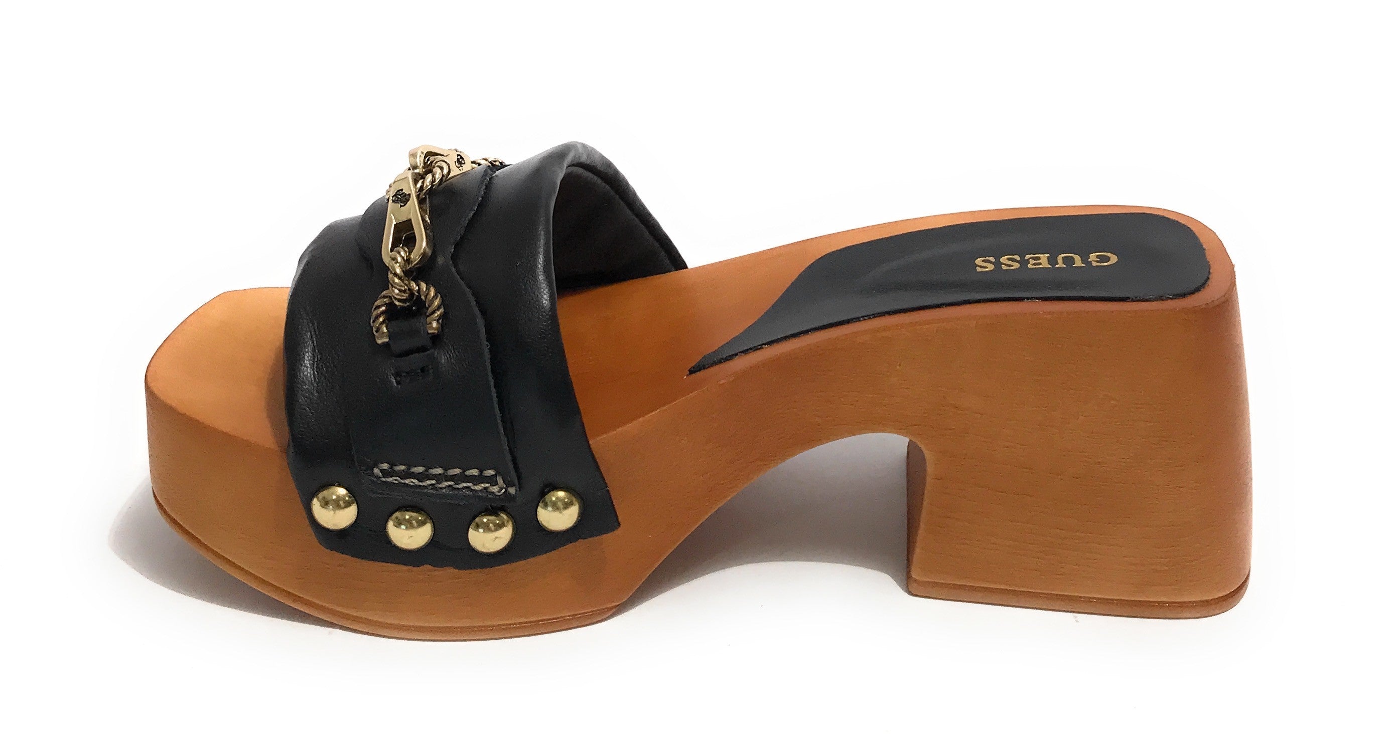Sandalo Guess Clarissa zoccolo TC 70 in pelle black DS22GU70 FL6CSSLEA01