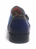 Scarpe uomo Lorenzi con doppia fibbia in pelle camoscio blu olimpian US17LO05