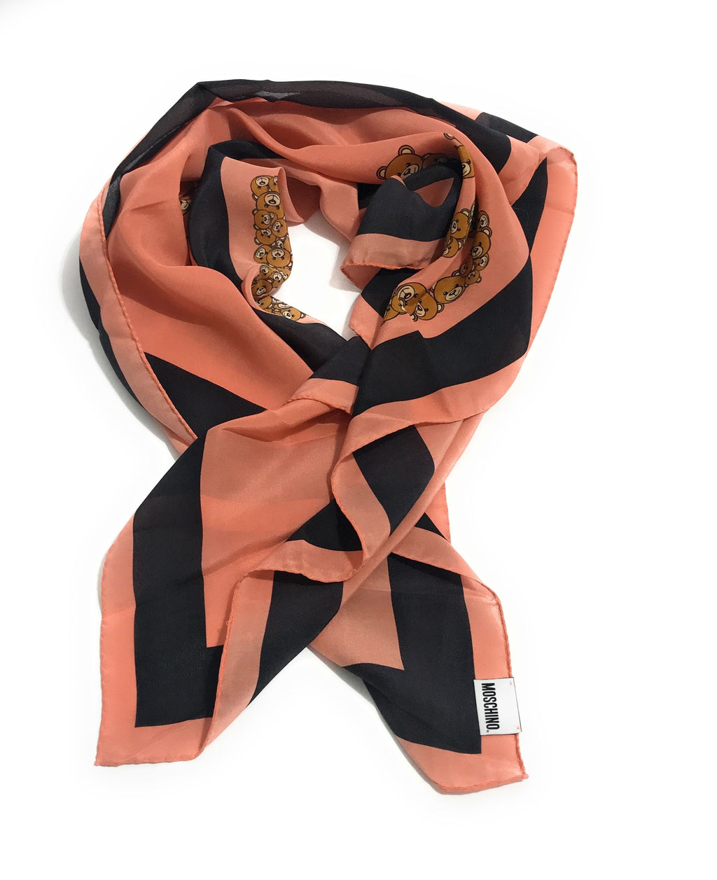 FOULARD MOSCHINO SCIARPA SETA ROSA STAMPA LOGO TEDDY DONNA  F19MO20