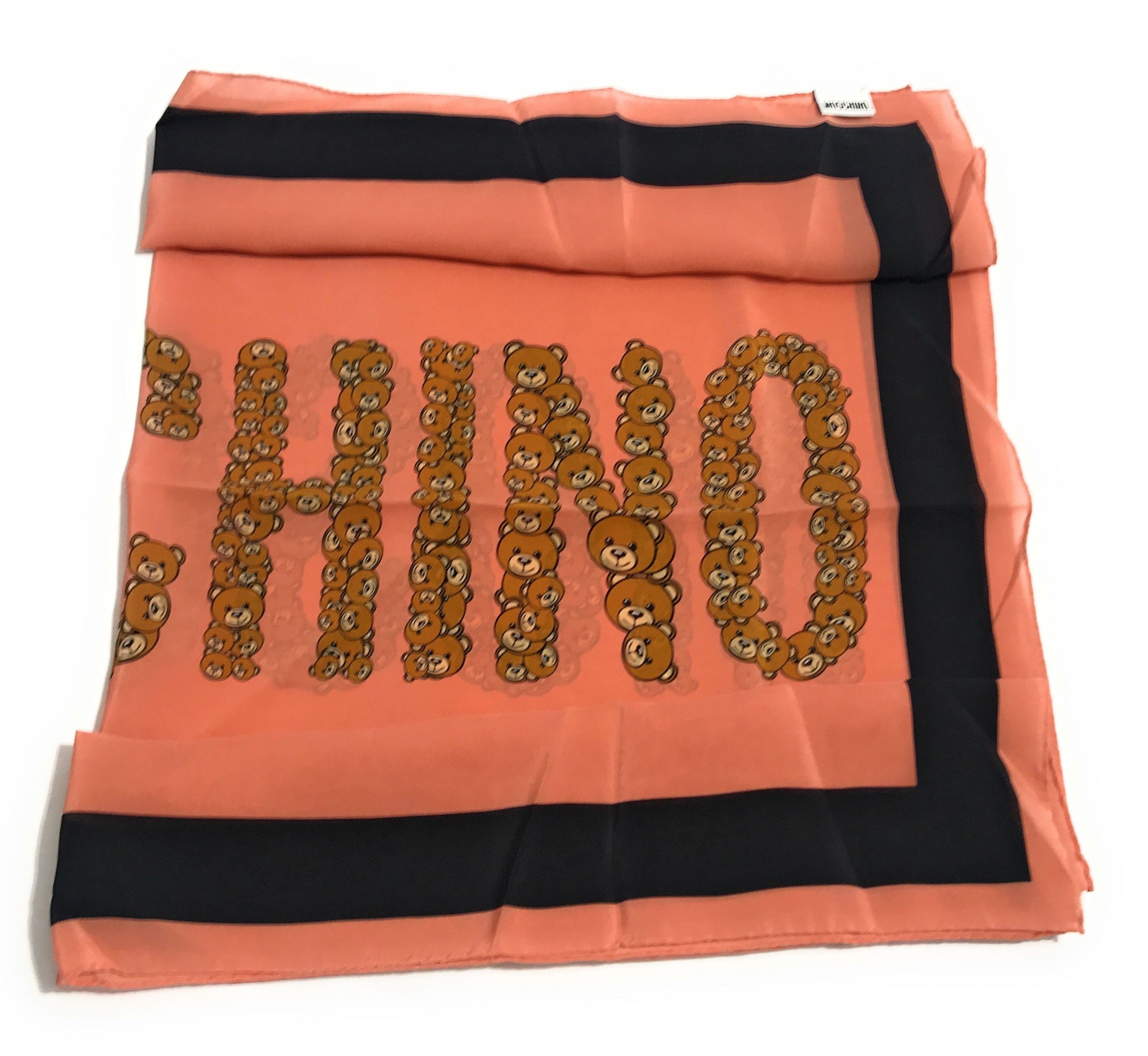 FOULARD MOSCHINO SCIARPA SETA ROSA STAMPA LOGO TEDDY DONNA  F19MO20