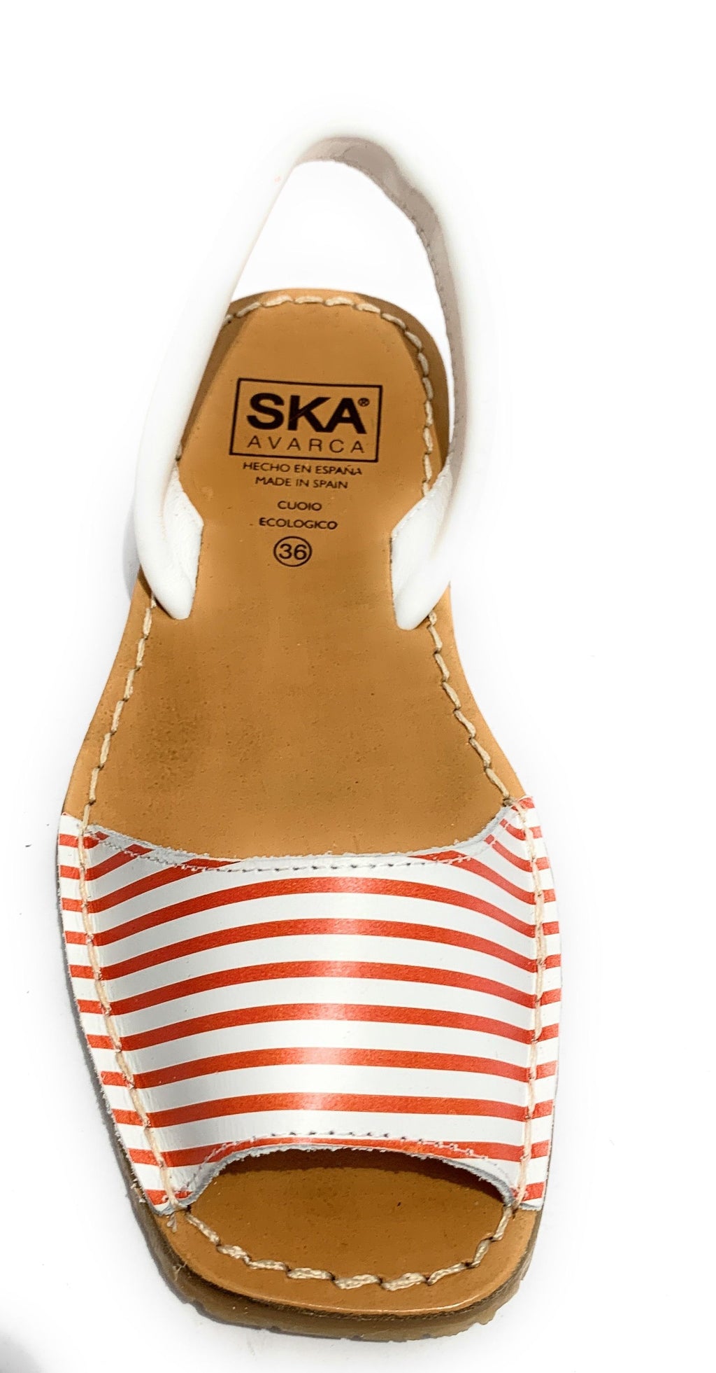 SANDALO DA DONNA MINORCHINA SKA SHOES MOD. JUAN IN PELLE NAPPA BIANCO/ ROSSO DS19SK04