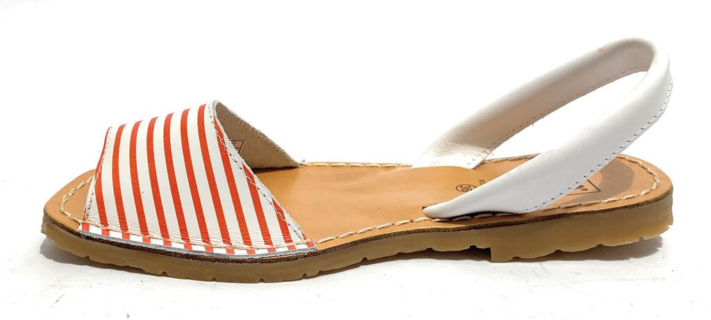 SANDALO DA DONNA MINORCHINA SKA SHOES MOD. JUAN IN PELLE NAPPA BIANCO/ ROSSO DS19SK04
