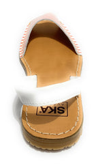 SANDALO DA DONNA MINORCHINA SKA SHOES MOD. JUAN IN PELLE NAPPA BIANCO/ ROSSO DS19SK04