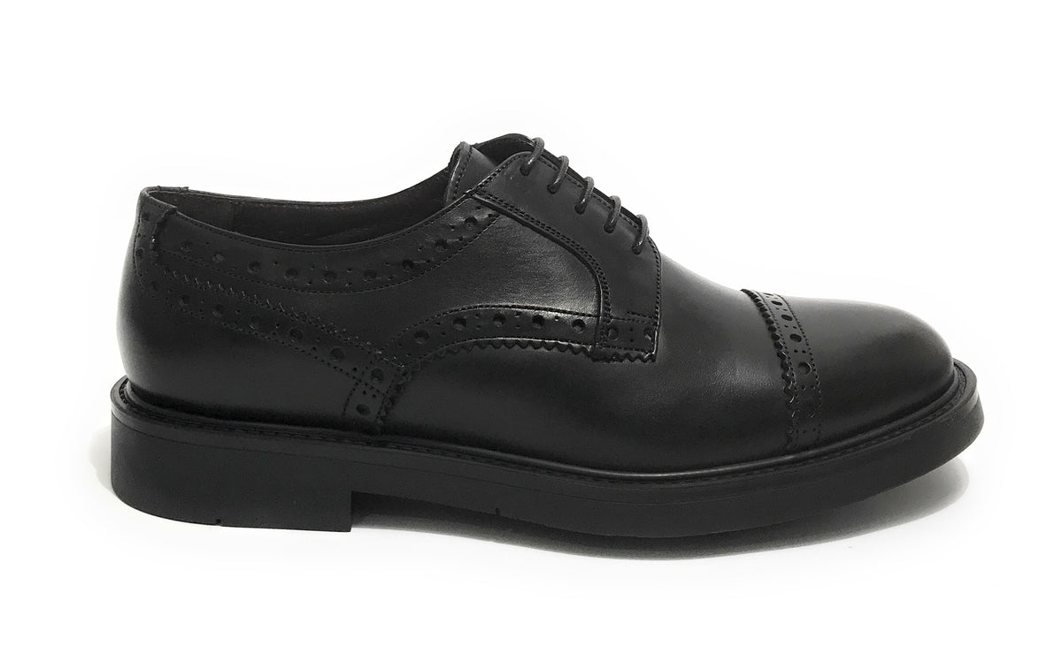 Scarpe uomo Elite francesina in pelle di vitello nero U22EL01