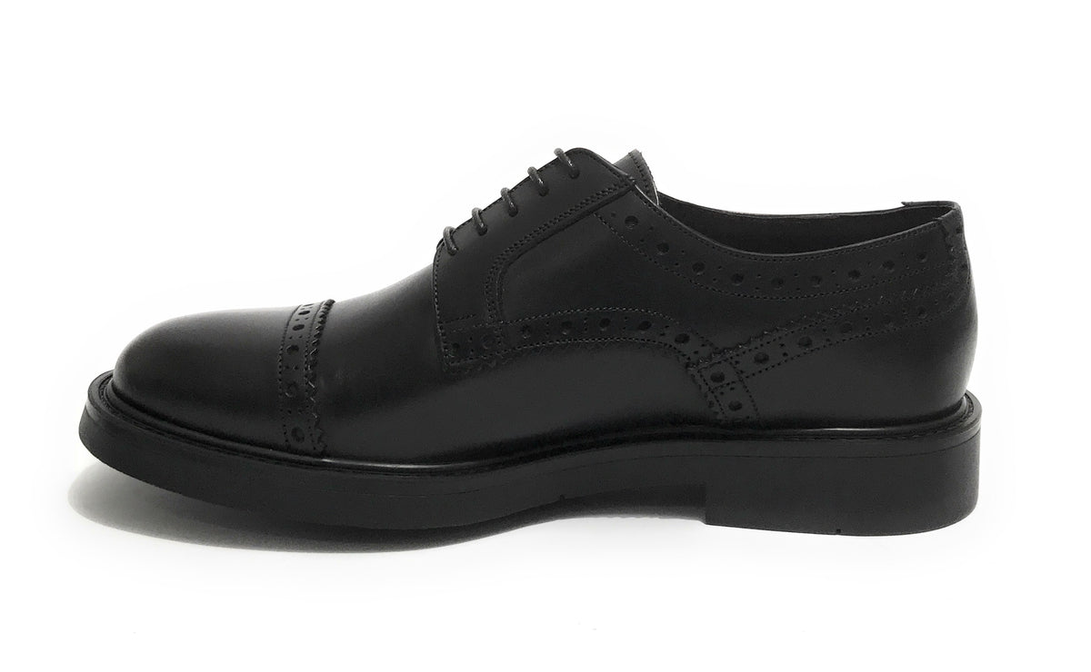 Scarpe uomo Elite francesina in pelle di vitello nero U22EL01