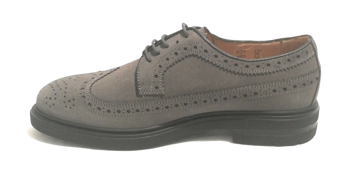 SCARPE BROGUE UOMO ANTICA CUOIERIA MOD. MOUNT PELLE SCAMOSCIATA GRIGIO U19AC01