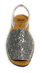 Sandalo donna minorchina Ska Shoes Ibiza in pelle silver/ glitter DS22SK24