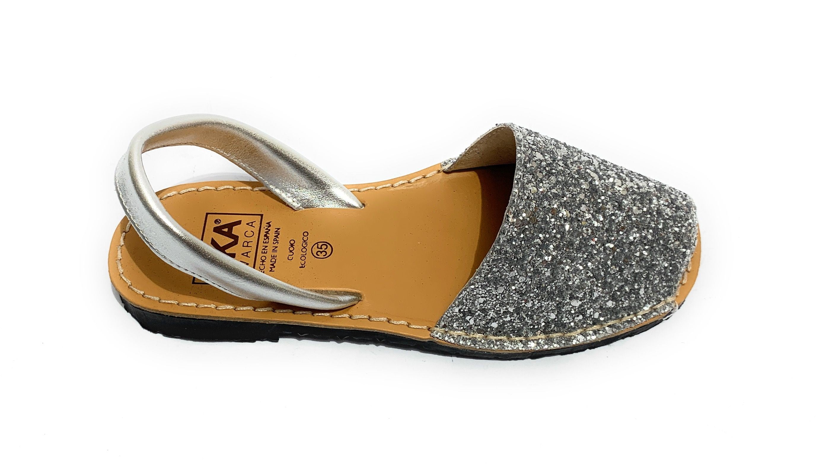 Sandalo donna minorchina Ska Shoes Ibiza in pelle silver/ glitter DS22SK24