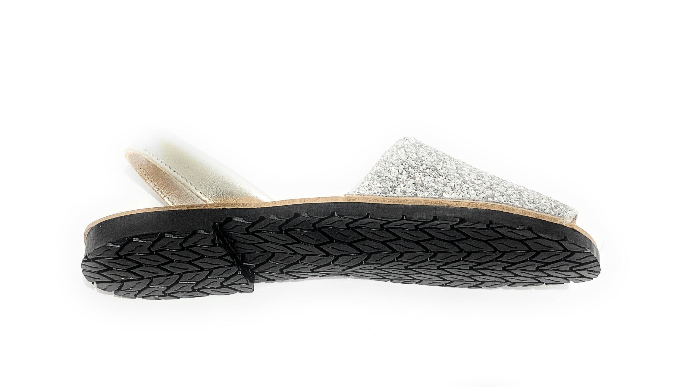 Sandalo donna minorchina Ska Shoes Ibiza in pelle silver/ glitter DS22SK24