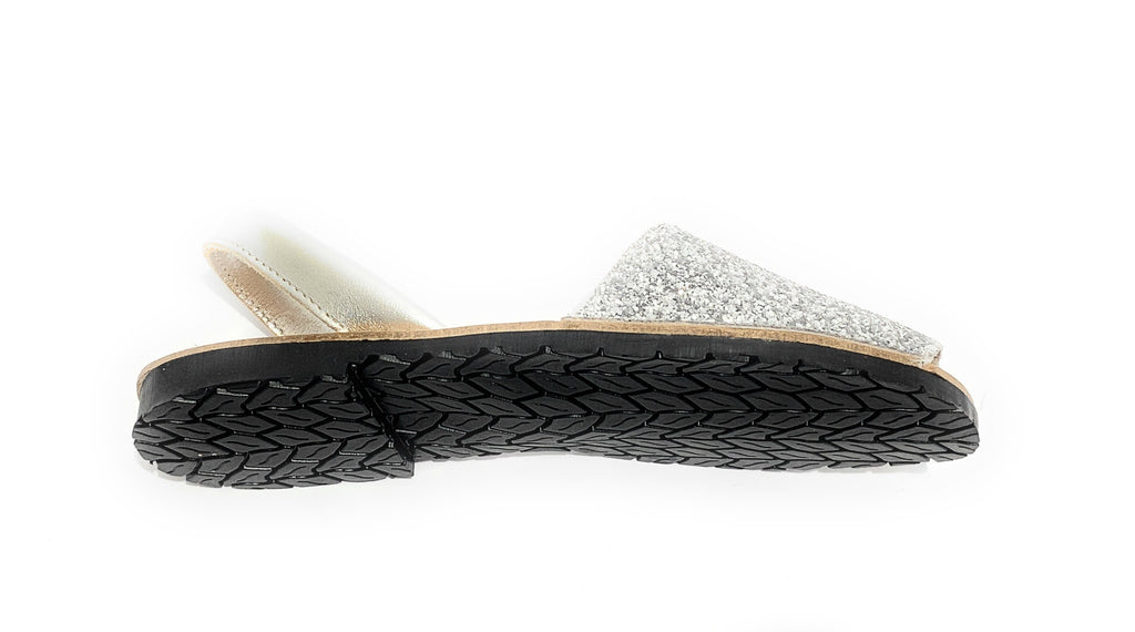 Sandalo donna minorchina Ska Shoes Ibiza in pelle silver/ glitter DS22SK24