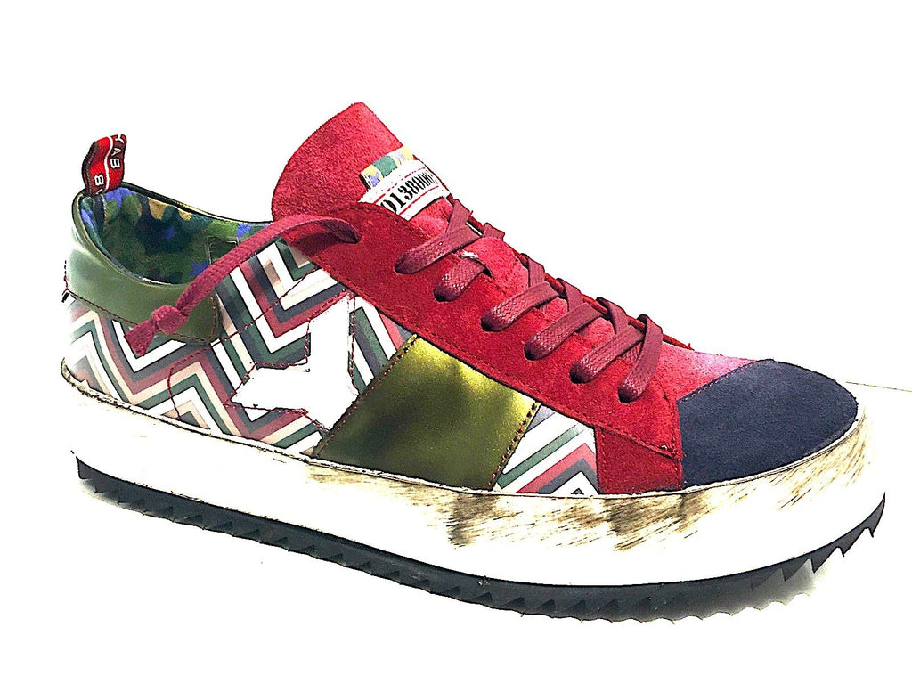 SCARPE UOMO  YAB SNEAKER PELLE MULTIRIGA MULTICOLOR  ARTIGIANALE U17YA03
