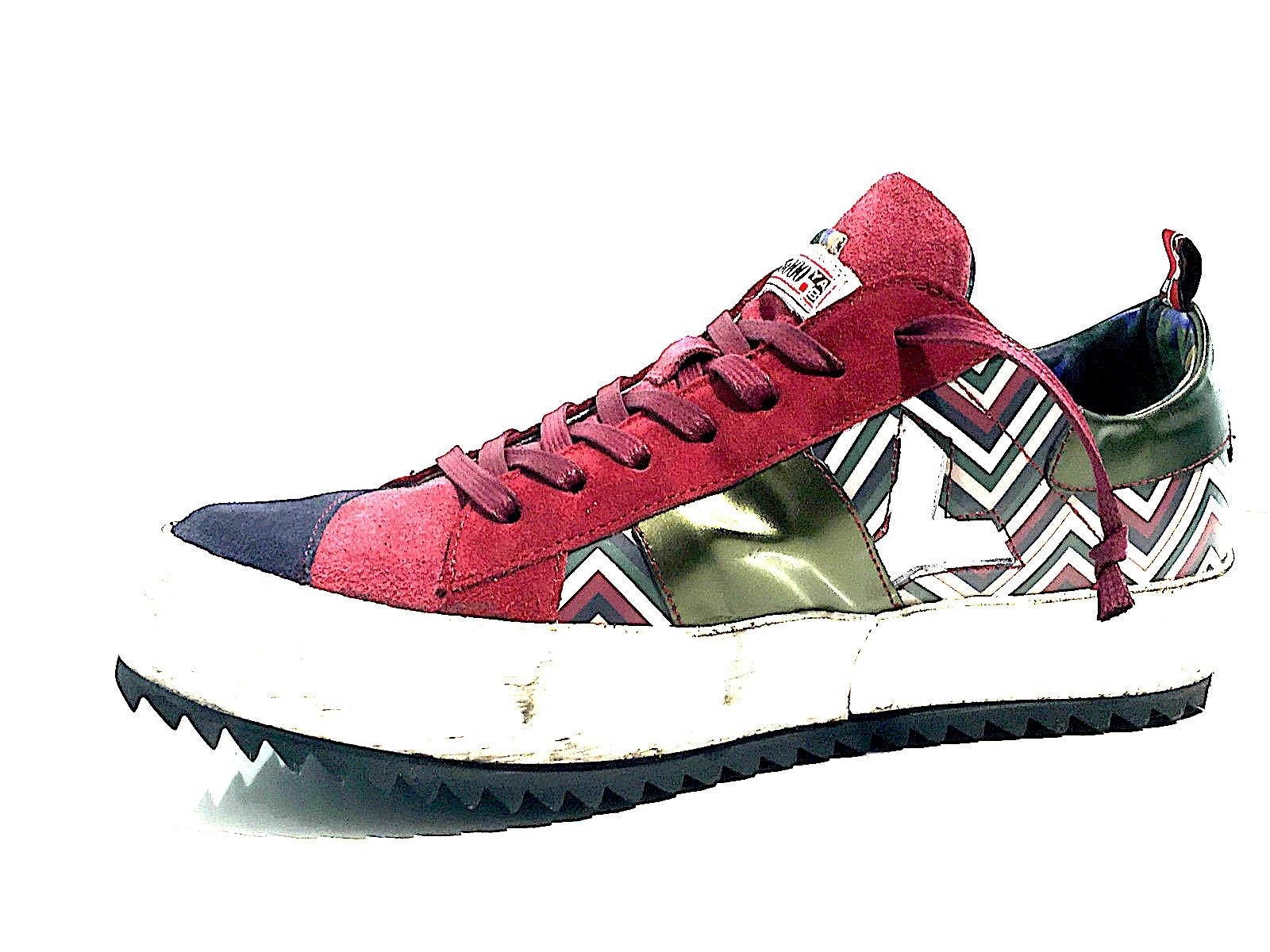 SCARPE UOMO  YAB SNEAKER PELLE MULTIRIGA MULTICOLOR  ARTIGIANALE U17YA03