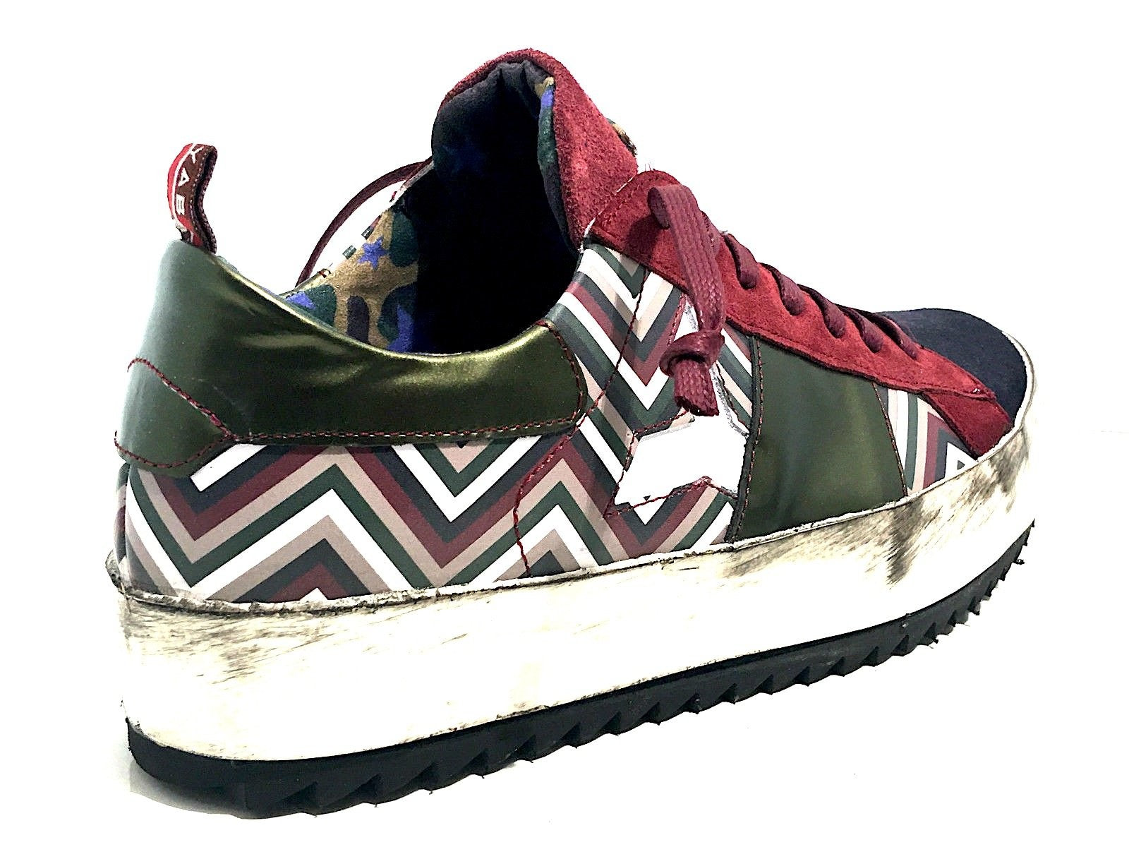 SCARPE UOMO  YAB SNEAKER PELLE MULTIRIGA MULTICOLOR  ARTIGIANALE U17YA03