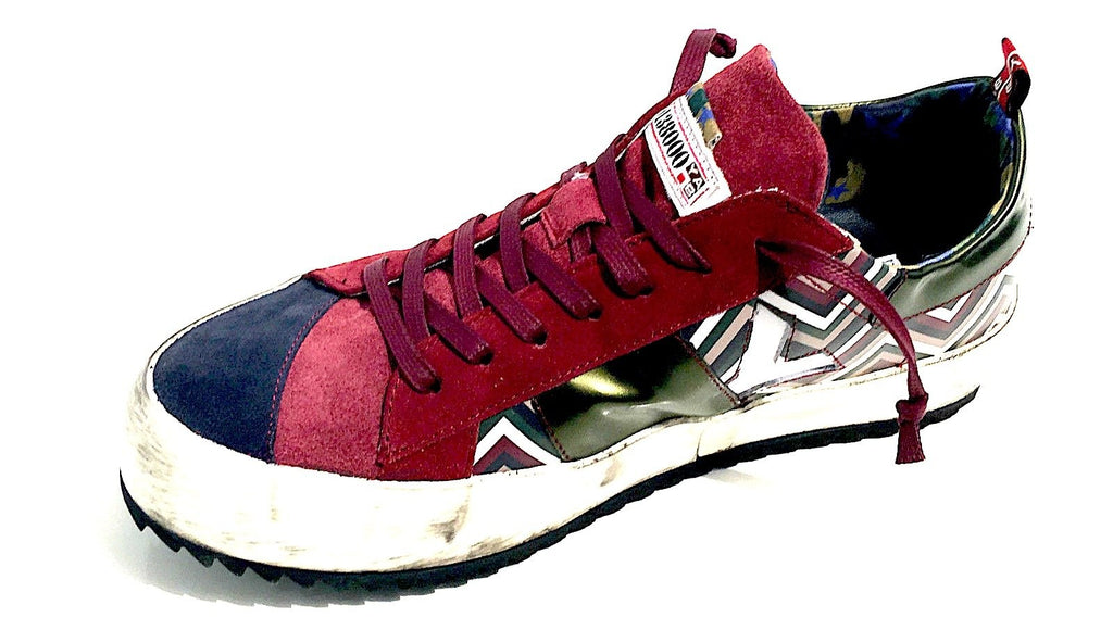 SCARPE UOMO  YAB SNEAKER PELLE MULTIRIGA MULTICOLOR  ARTIGIANALE U17YA03