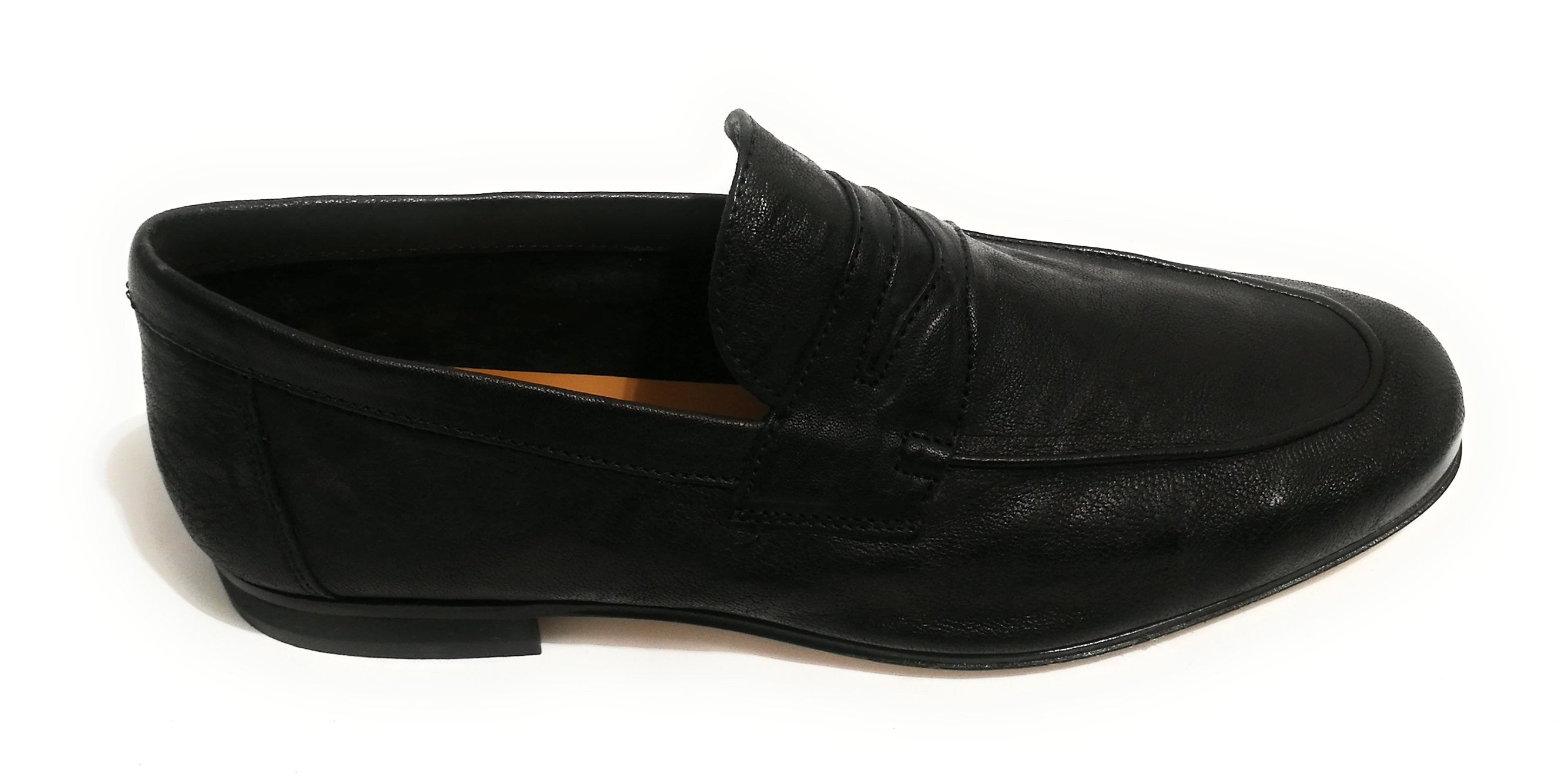 SCARPE UOMO ANTICA CUOIERIA MOCASSINO CLASSICO MOD. OYSTER PELLE COL. NERO US18AC07
