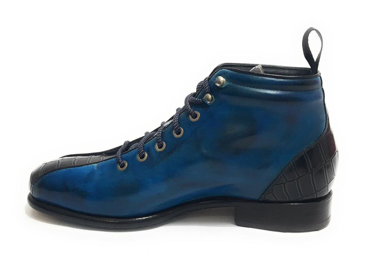 Scarpe uomo Harris polacchino blu cobalto/marrone fondo calcetto U17HA129