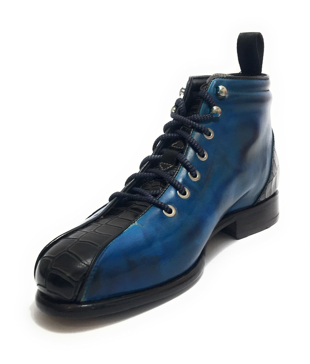 Scarpe uomo Harris polacchino blu cobalto/marrone fondo calcetto U17HA129