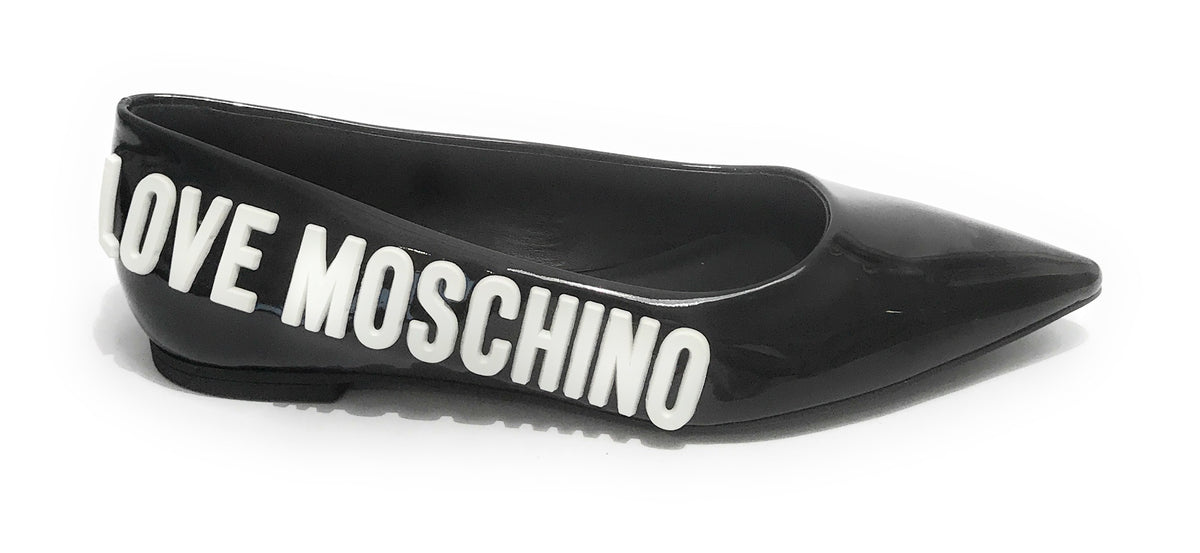 Scarpe donna Moschino ballerina a punta in colore nero vernice D21MO22